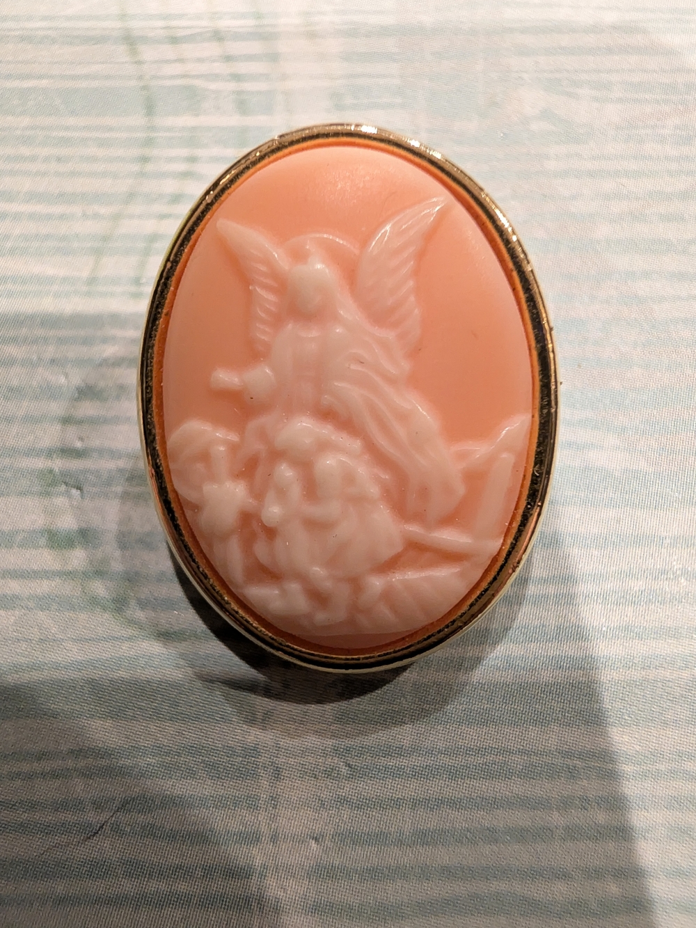 Faux cameo guardian angel tie-tack / lapel pin